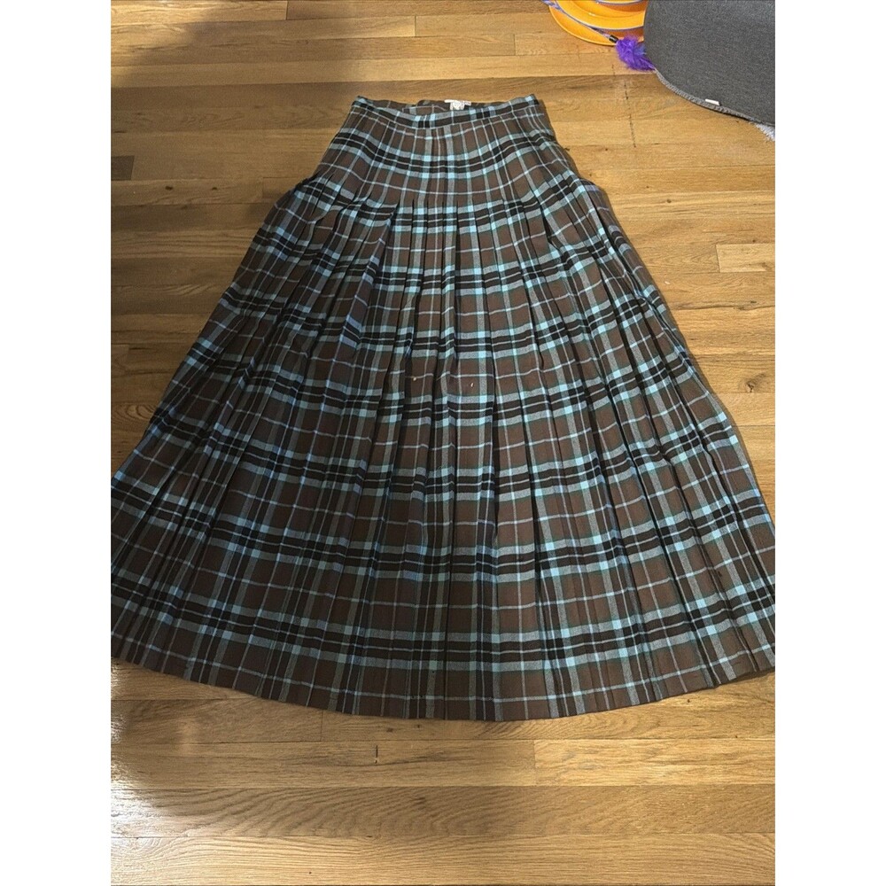 Vintage THE SCOTCH HOUSE Size 16 Cashmere/Wool Tartan Kilt Pleated Wrap Skirt